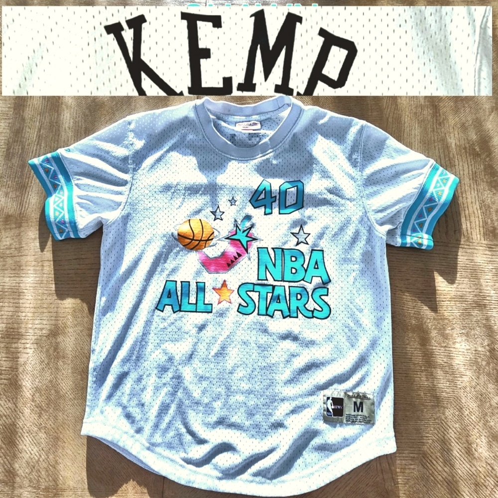 Mitchell &Ness NBA All Stars 40 Shawn Kemp Jersey Medium Mesh Crew Neck  Graphic